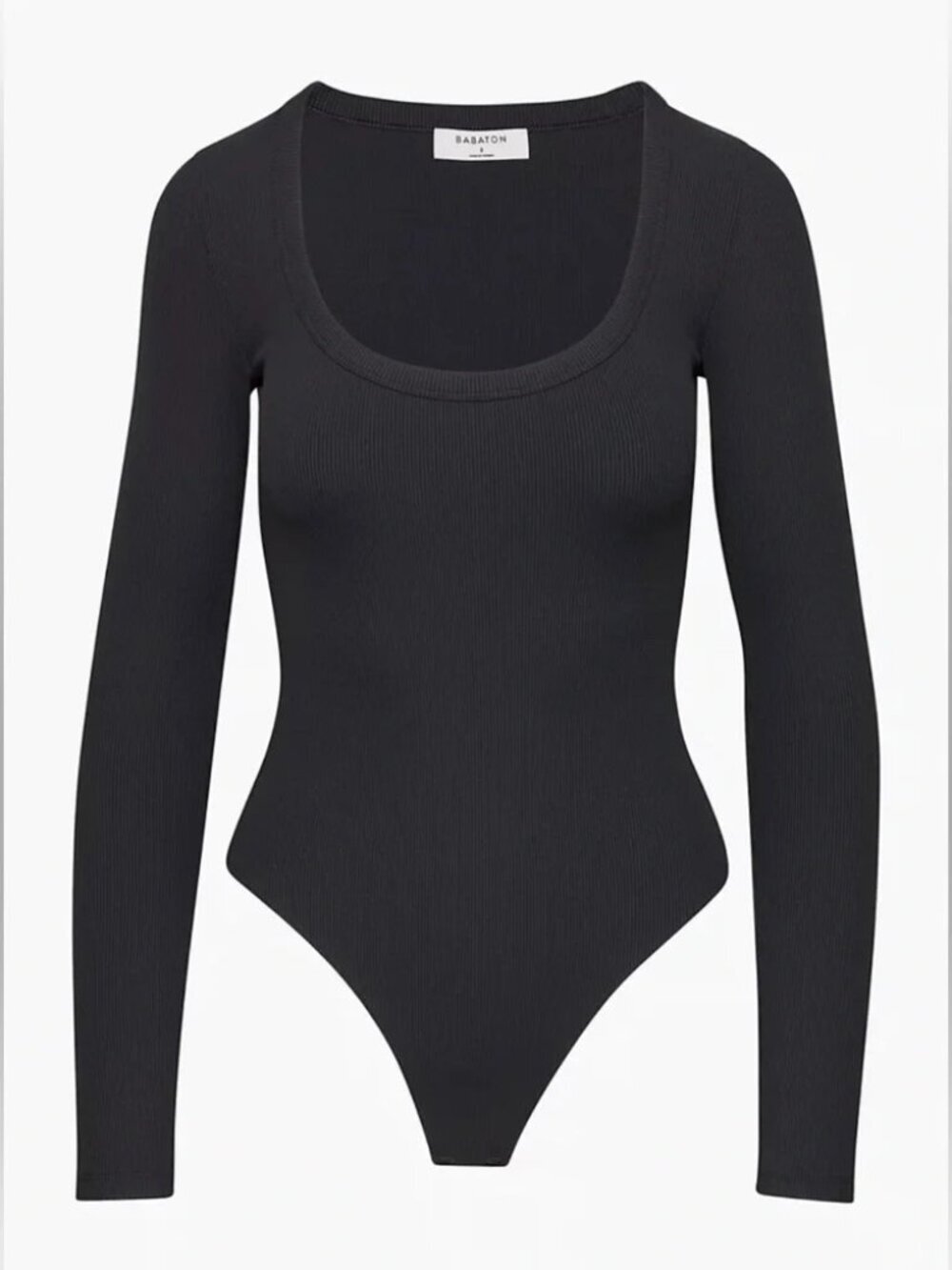 Aritzia Babaton Formarib Scoopneck Longsleeve Bodysuit Black Size Medium
